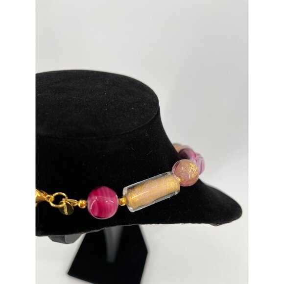 Stauer Rosa Murano Glass Beaded Necklace & Earrings Set With Gold Accents parure - Picture 6 of 16
